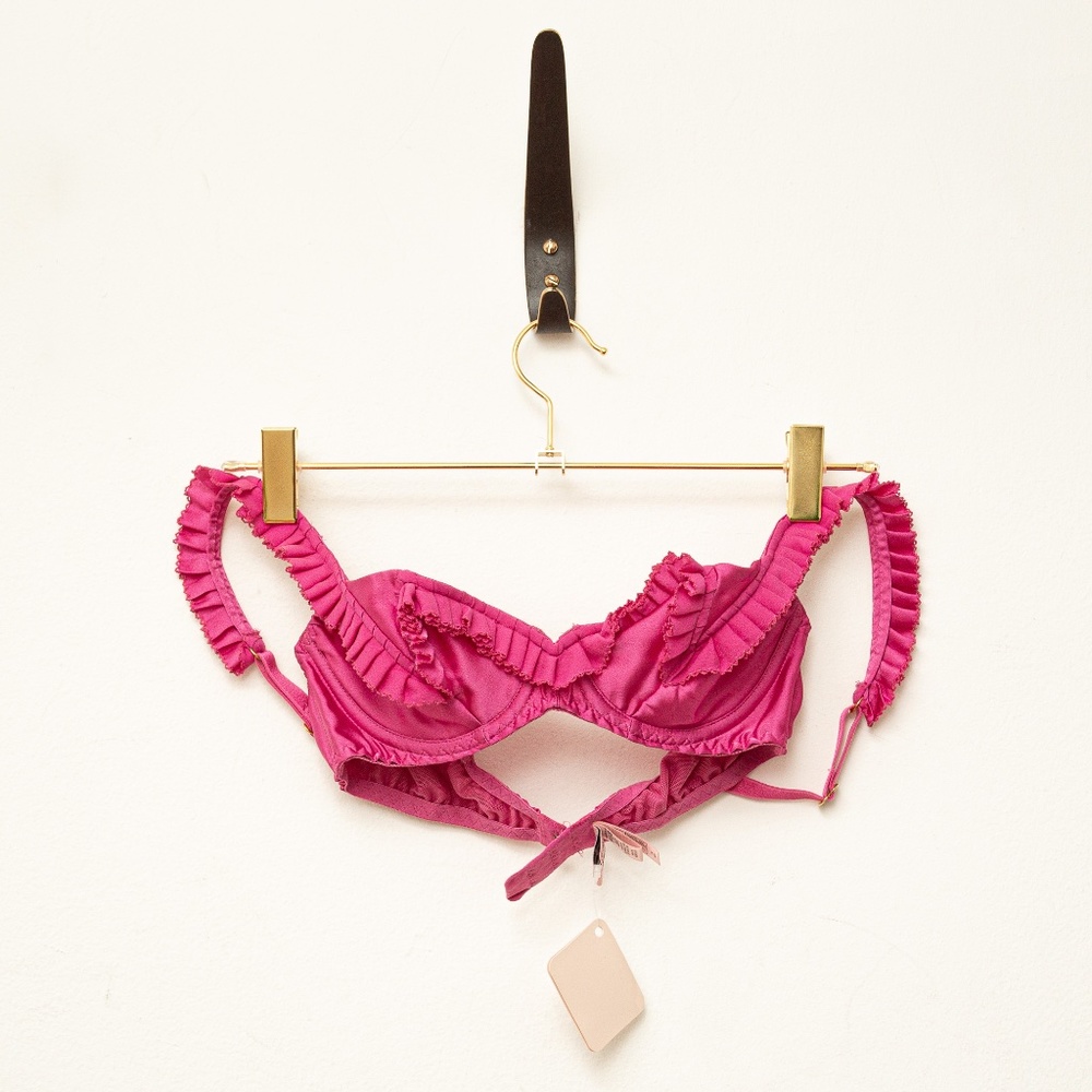 AGENT PROVOCATEUR Florine Ruffled Satin Bra 32C